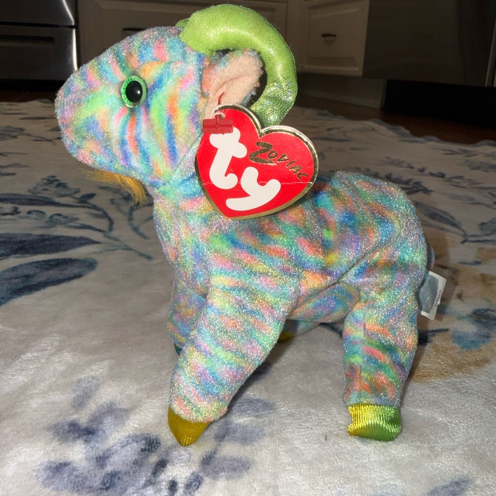 NWT Ty Beanie Babies Pastel Rainbow Zodiac Goat Plush - Multicolor Vintage 2000